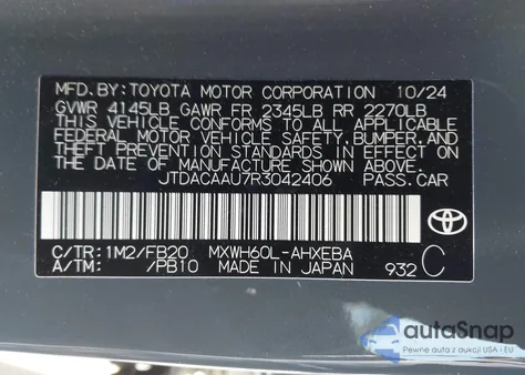 2024 Toyota Prius Le from USA, damaged, VIN JTDACAAU7R3042406